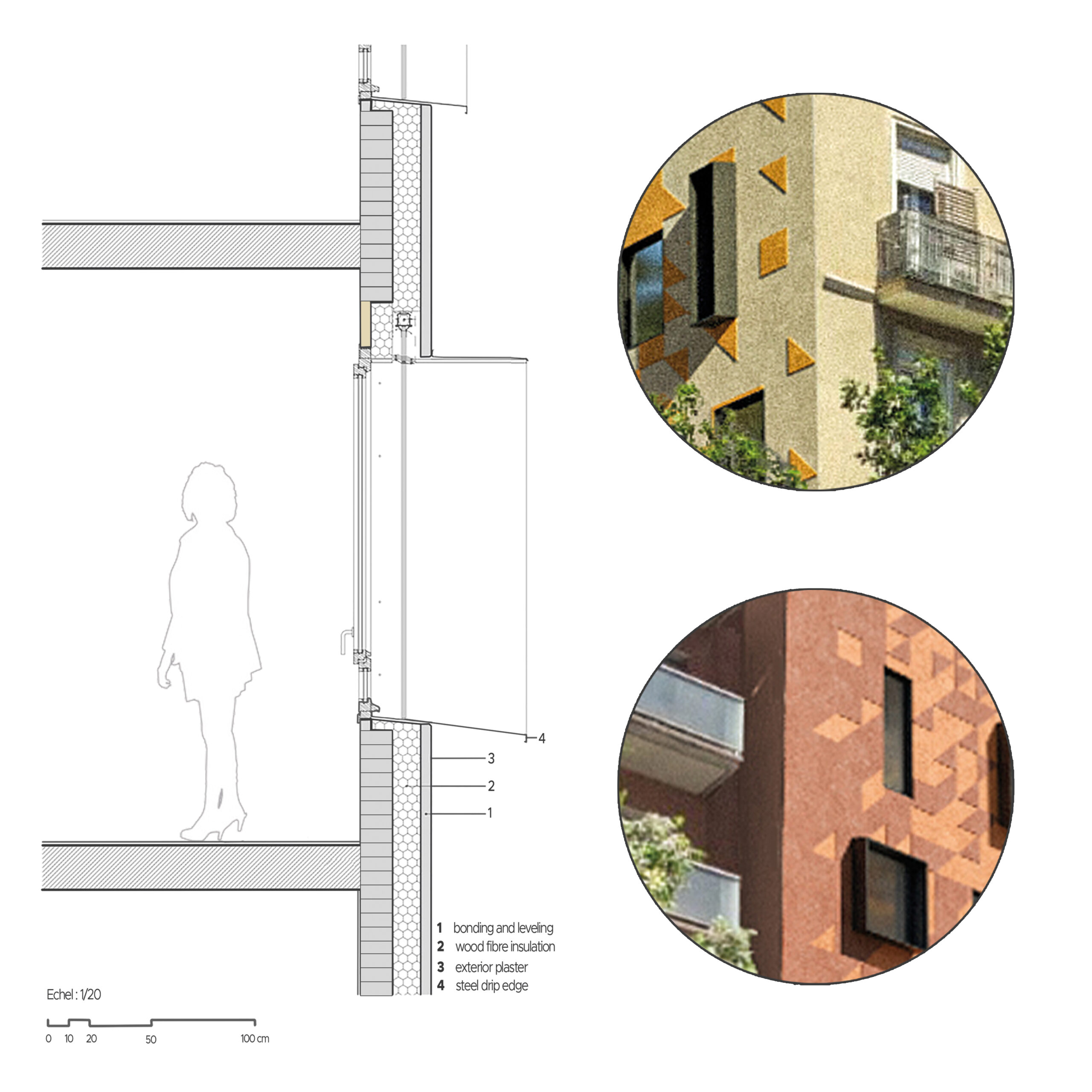Urban Palette: cephe kesiti ve pencere elemanlarını gösteren detay paftası.