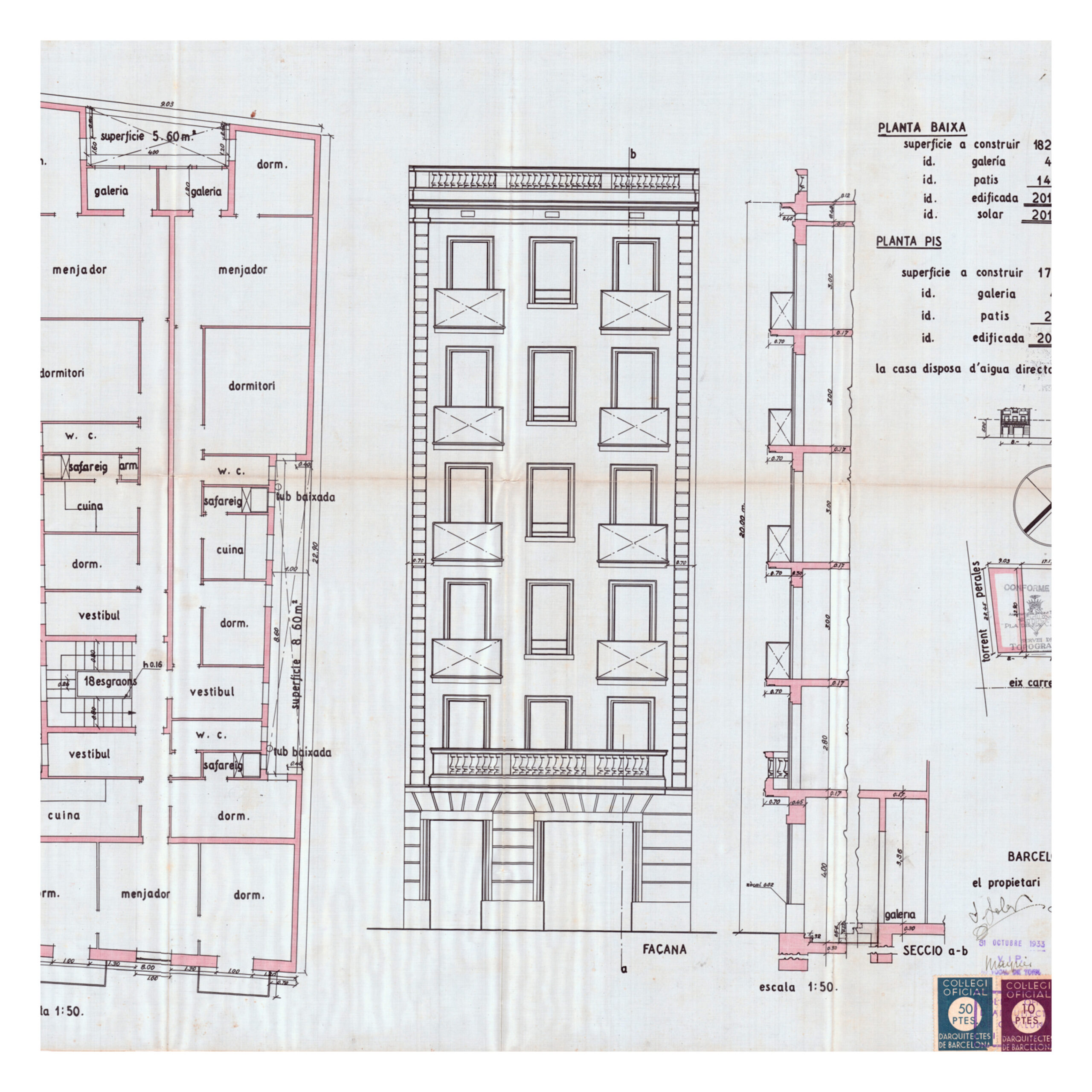 Urban Palette: mevcut yapının cephe çizimi ve analiz notları.