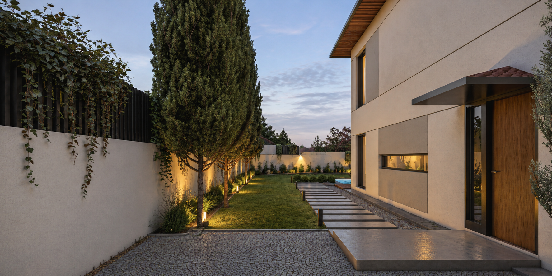GN Villa Termal, giriş yolu ve yan bahçe