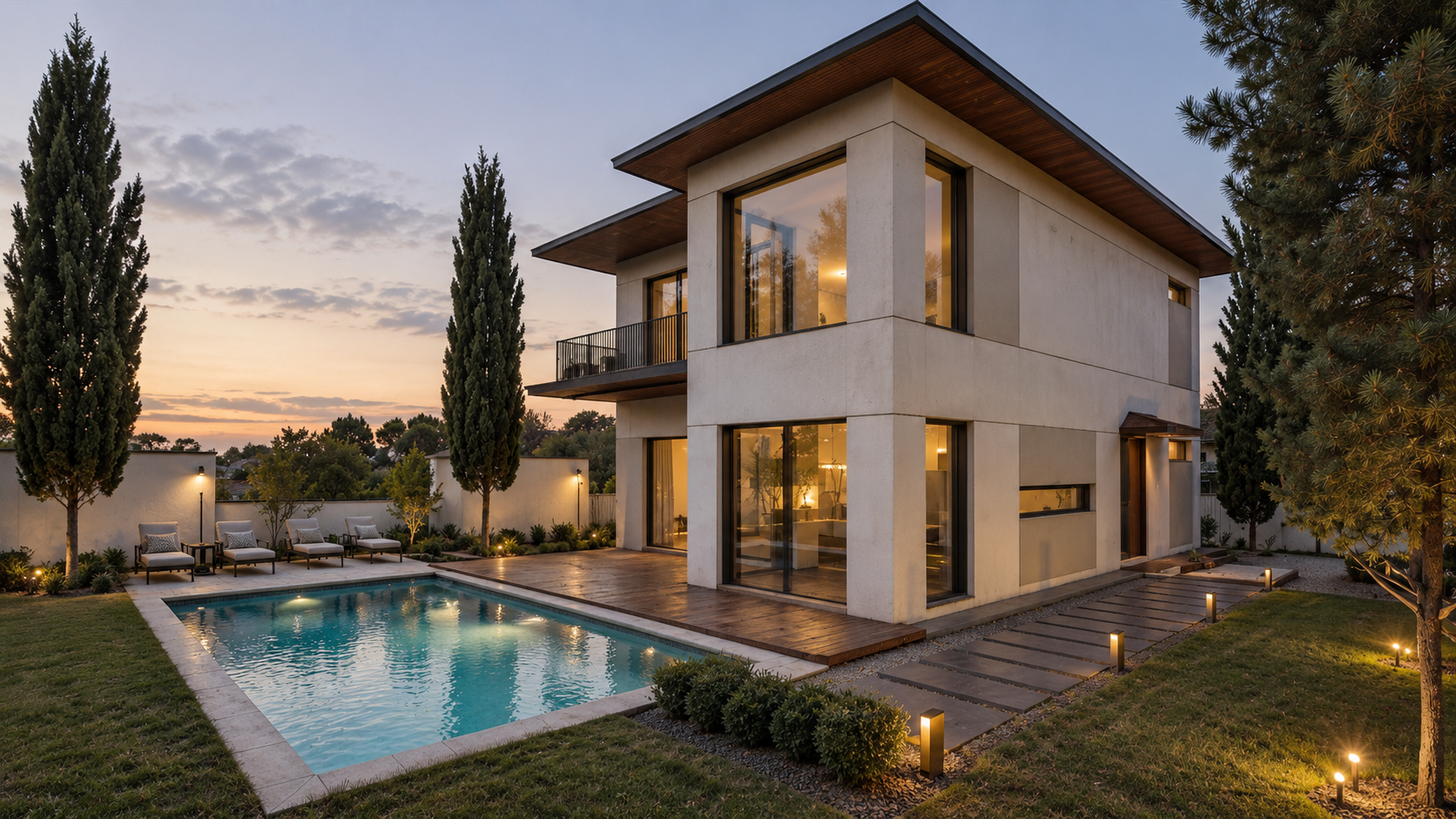 GN Villa Termal, havuz terası ve akşam görünümü