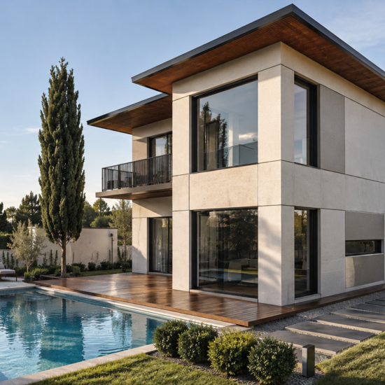 GN Villa Termal, bahçe ve havuz cephesinin genel görünümü