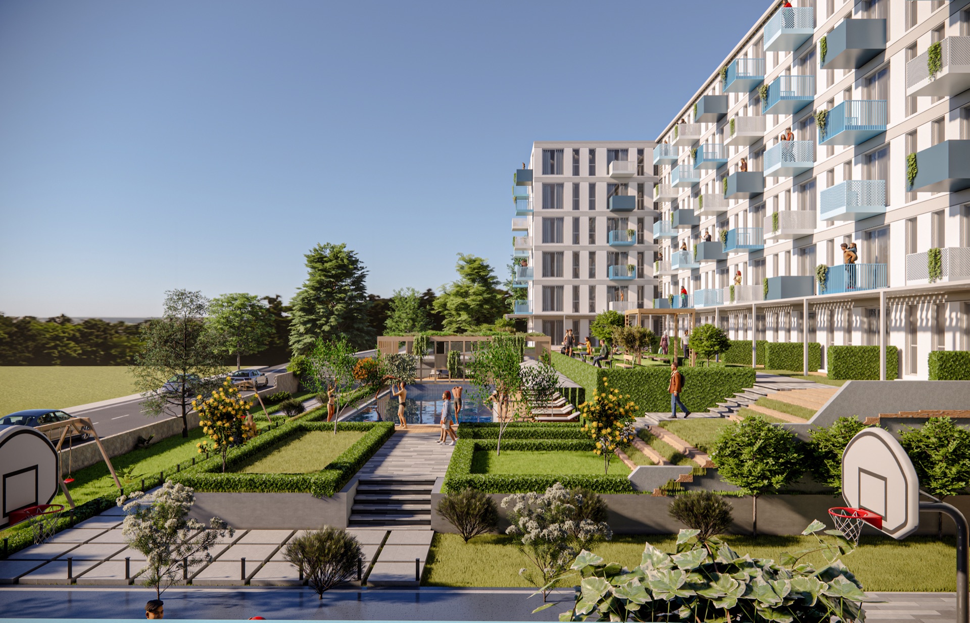 Sealuxe Armutlu ortak açık alanlar — mimari render